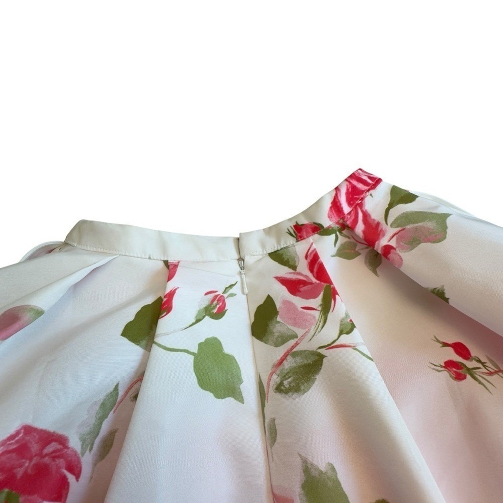 Sherri Hill 50563 Pink Rose Floral Fit Flare Skirt White Designer Size 0 Bridal - Picture 13 of 16